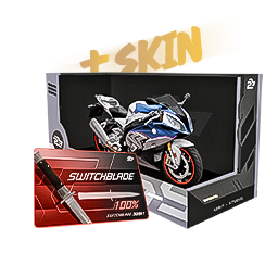 รถ BMW Motorrad S1000 1 EA + Switchblade (การ์ดสำหรับตีติด 1 ครั้ง 100%) + สกินอาวุธ Exclusive Top spender